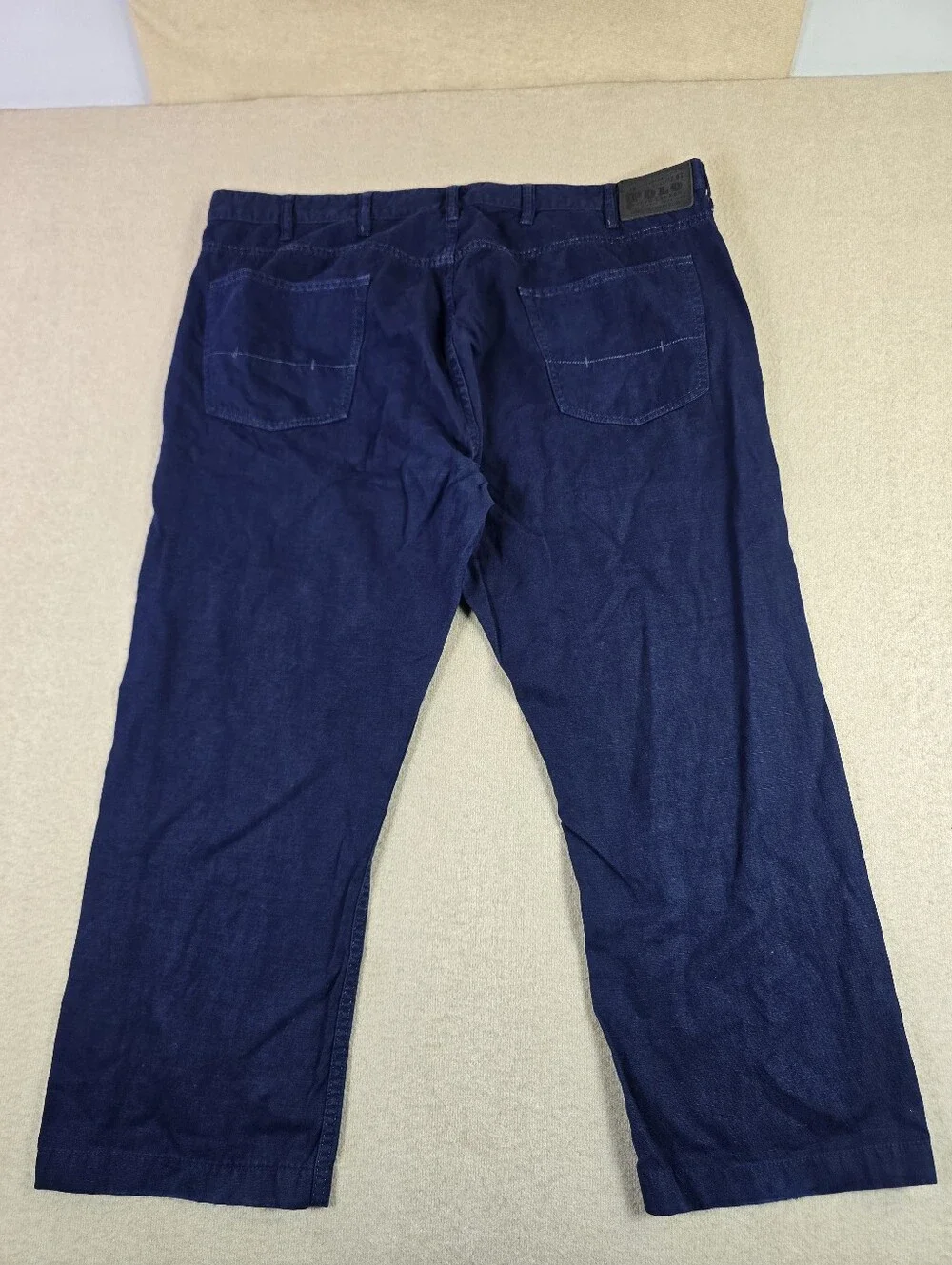 Polo Ralph Lauren Mens 44x36 Blue Linen Blend Casual Pants Straight Leg Navy